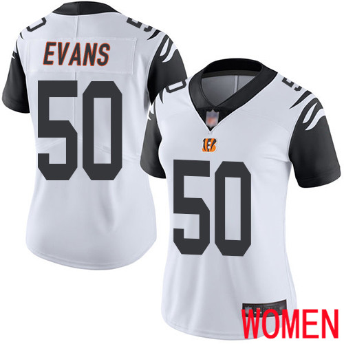 Cincinnati Bengals Limited White Women Jordan Evans Jersey NFL Footballl #50 Rush Vapor Untouchable->women nfl jersey->Women Jersey